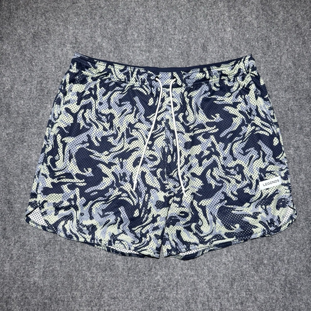 Legends Luka Mesh Athletic Shorts Men XXL Blue Marble Camo Lined Gym Running